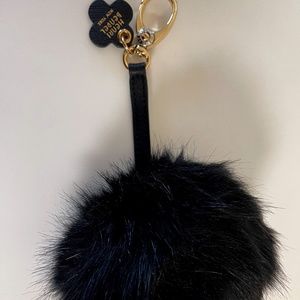 Henri Bendel Faux Fur Pom Pom Charm black/Gold